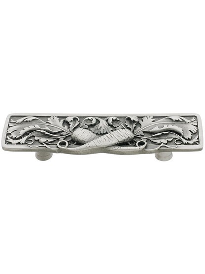 Leafy Carrot Drawer Pull - 3 inch Center to Center in Antique Pewter.